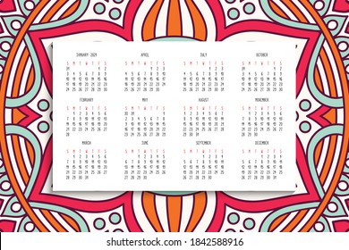 Calendar with mandalas dark style