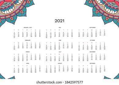 Calendar with mandalas white style