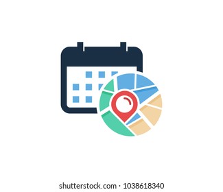 Calendar Map Icon Logo Design Element