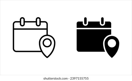 Calendar with map pin icon. Event location, meeting place symbol. vector illustration on white background