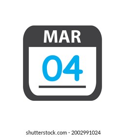 calendar - Mar 4 icon illustration, March flat vector design