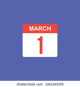 calendar - March 1 icon illustration isolated vector sign symbol
