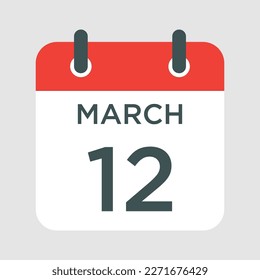 calendar - March 12 icon illustration isolated vector sign symbol