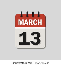 
The calendar. March 13 . Vector illustration. Flat design for business financial marketing banking web concept cartoon illustration.