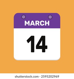 Calendar march 14 date icon vector calendar design and year illustration