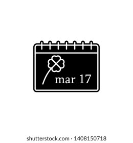 Calendar, March 17 icon. Simple glyph, flat vector of Saint Patricks Day icons for UI and UX, website or mobile application