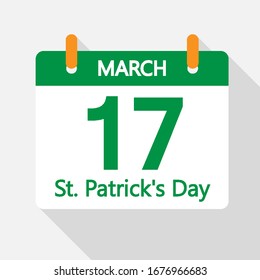 Calendar march 17 st patricks day, vector art illustration.