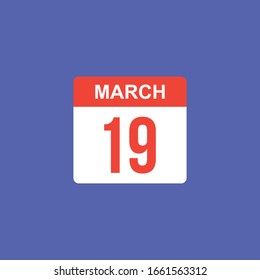 calendar - March 19 icon illustration isolated vector sign symbol