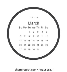 Calendar March 2016 vector design