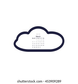 Calendar March 2016 vector design. Week starts from Sunday.