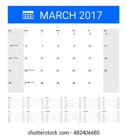 calendar March 2017