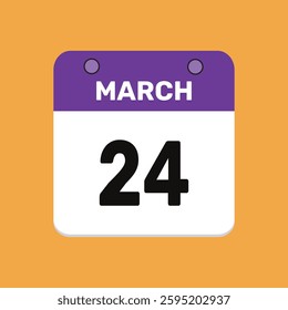 Calendar march 24 date icon vector calendar design and year illustration