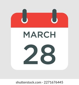 calendar - March 28 icon illustration isolated vector sign symbol