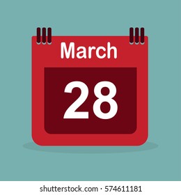 Calendar March 28, stylish vector illustration