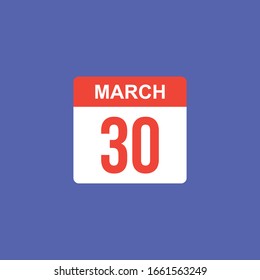 calendar - March 30 icon illustration isolated vector sign symbol