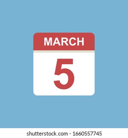 calendar - March 5 icon illustration isolated vector sign symbol