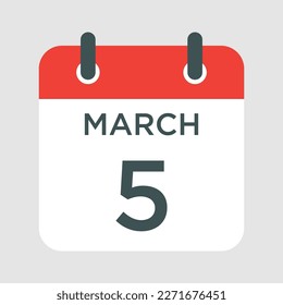 calendar - March 5 icon illustration isolated vector sign symbol