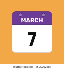 Calendar march 7 date icon vector calendar design and year illustration
