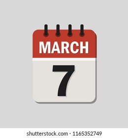 The calendar. March 7 . Vector illustration. Flat design for business financial marketing banking web concept cartoon illustration.