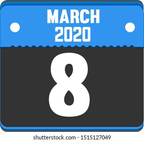 Calendar March Day 8 date month illustration background