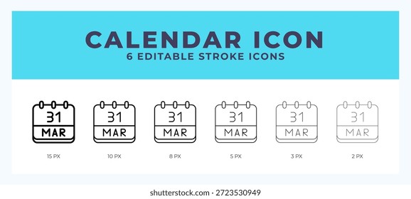 Vector de ilustración de ícono de marcha del calendario con trazo editable.