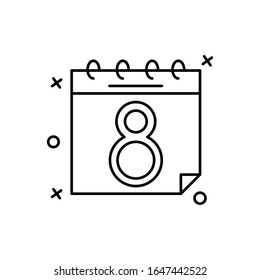 Calendar, march icon. Simple line, outline vector elements of women day icons for ui and ux, website or mobile application
