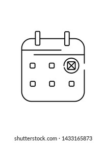 Calendar with mark line drawing icon for hotel reservation and office