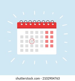 Calendar with mark on the date. Vector illustration. Time management or memo reminder.