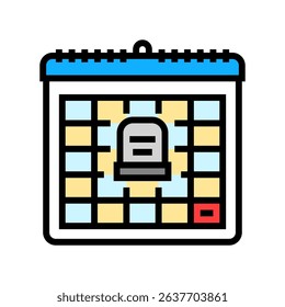 calendar marked date death color icon vector. calendar marked date death sign. isolated symbol illustration