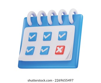 Calendar with marked date icon 3d render illustration