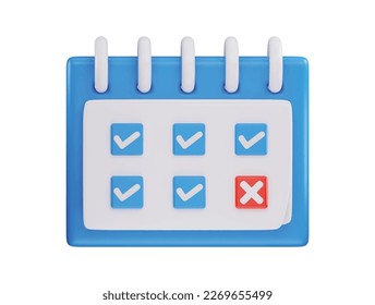 Calendar with marked date icon 3d render illustration