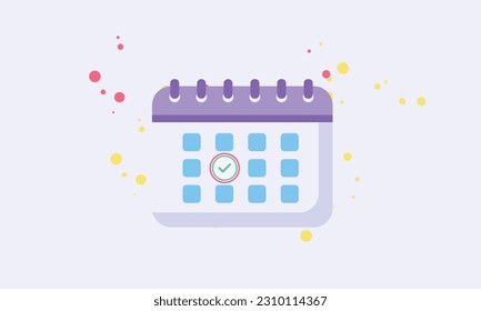 calendar marked date for important day in purple background. Calendar with mark for schedule appointment, event day, holiday planning concept.
