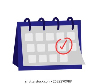 Calendar with marked date. Red day in the calendar. Vector simple color flat illustration.