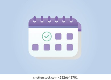 calendar marked date and time for reminder day. Calendar with todo list for schedule appointment, event day and time, calendar planning.Vector Design Illustration.