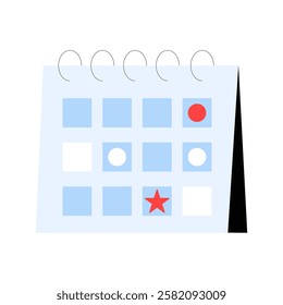 Calendar With Marked Dates In Flat Vector Illustration Symbolizing Scheduling, Planning, And Event Management, Isolated On White Background.