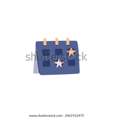 Calendar marked notice stars for reminder day. Organizer page with todo list for schedule appointment, event day planner vector flat illustration. Time and task management icon