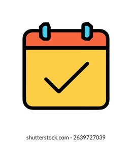 Calendar marking a completed event. Icon symbol illustration