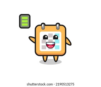 calendar mascot character with energetic gesture , cute style design for t shirt, sticker, logo element