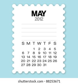 Calendar May 2012 with circle edge paper vector