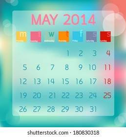 Calendar May 2014, Flat style background, vector illustration