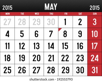Calendar for May 2015