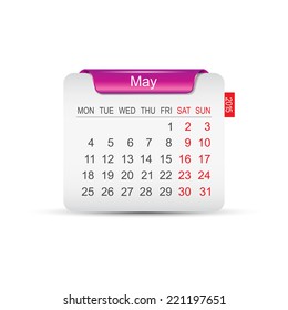 Calendar May 2015. Vector illustration