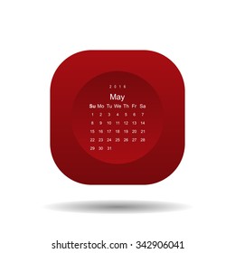 Calendar May 2016 vector design. Week starts from Sunday.