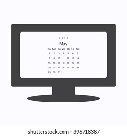 Calendar May 2016 vector design. Week starts from Sunday.