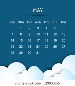calendar of May in 2017, blue background