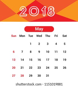 Calendar May 2018 with editable file