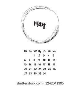 Calendar for May 2019