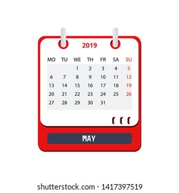 Calendar May 2019 in flat style. Vector illustration