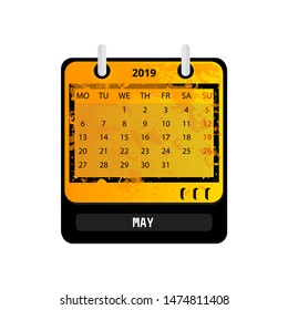 Calendar May 2019 in flat style. Vector illustration