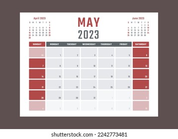calendar for may 2023 starts sunday, vector calendar design may 2023 year